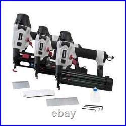 3 Pack Pneumatic Nail and Staple Guns 16 and 18 Gauge Adjustable Exhaust