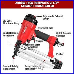 Arrow 16 Gauge Pneumatic Finish Nailer with 1000 PCS Nails Straight Nail Gun Kit
