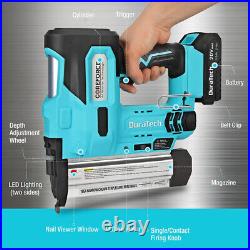 DURATECH 2 IN 1 Cordless Brad Nailer 18 GA Nail/Staple Gun with2.0ABattery Charger