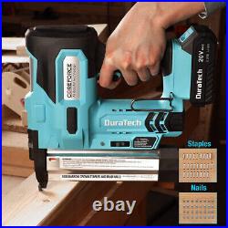 DURATECH 2 IN 1 Cordless Brad Nailer 18 GA Nail/Staple Gun with2.0ABattery Charger