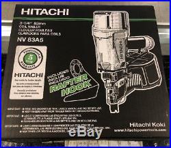 Hitachi NV83A5 Coil Framing Nailer Nail Gun with Rafter Hook New in Box