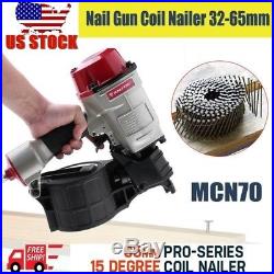 MCN70 Framing Nail Gun Pneumatic Coil Nailer Kit For Roofing Fencing 32-65mm VP