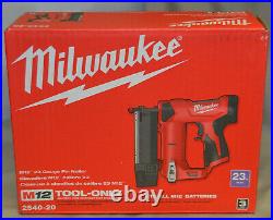 Milwaukee 2540-20 M12 23 Gauge Cordless Pin Nailer Tool Only