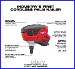 Milwaukee Cordless Palm Nailer M12 12 Volt Lithium Ion Tool Only Nail Gun NEW