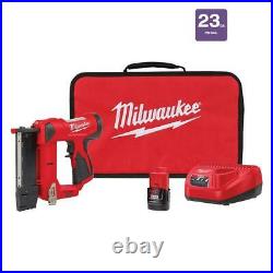 Milwaukee Pin Nailer Kit M12 12-Volt 23-Gauge 1.5 Ah Battery Charger Tool Bag