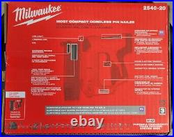 NIB Milwaukee Cordless M12 23 Gauge Cordless Pin Nailer 2540-20 Tool Only
