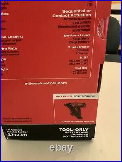 New NO BOX Milwaukee 2743-20 M18 FUEL 15 Ga Brushless Finish Nailer Nail Gun 15
