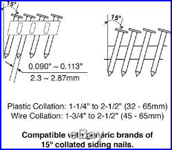 Pneumatic 1-1 4 in. X 2-1 2 in. 15-Degree Coil Siding Nailer Nail Gun Pneumatic