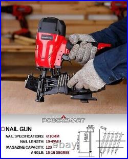 PowerSmart Coil Roofing Nailer 15 Degree Nail Gun Safety Goggles 120 PCS Load