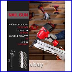 Red Metal Framing Nailer 2 to 3-1/2 Full Round Head Nail Gun with 60 Nails