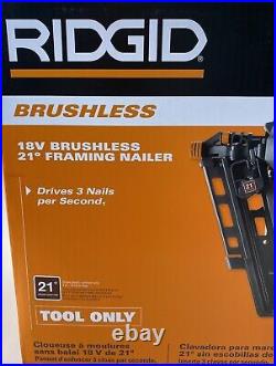 Ridgid 18V 3 1/2 in. Framing Nailer 21 Degree Brushless Tool Only Model R09894B