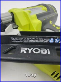 Ryobi ONE+ Airstrike P330 18V 15-Gauge Angled Finish Nailer battery and charger