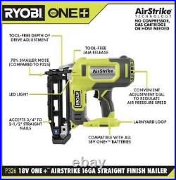 Ryobi P326 16-Gauge Cordless Electric Straight Finish Air Nailer Nail Gun Tool