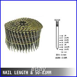VEVOR CN80 Pneumatic Nail Gun Coil 2 to 3-1/5 Length 15° Coil Siding Nailer